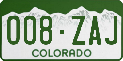 CO license plate 008ZAJ