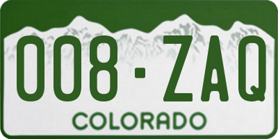 CO license plate 008ZAQ