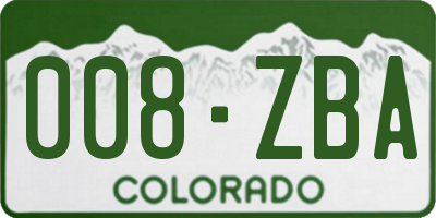 CO license plate 008ZBA