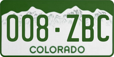 CO license plate 008ZBC