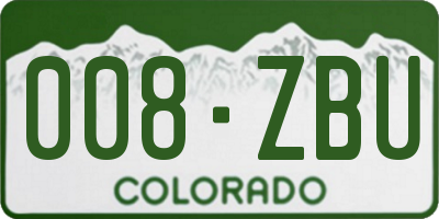 CO license plate 008ZBU