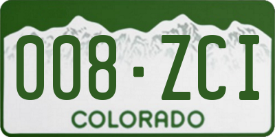 CO license plate 008ZCI