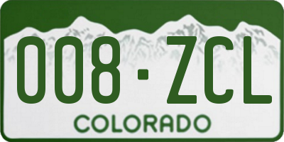 CO license plate 008ZCL