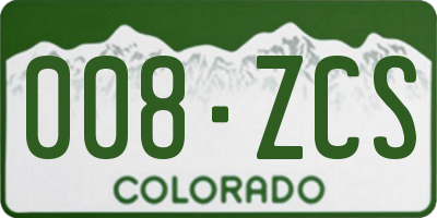 CO license plate 008ZCS