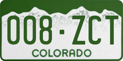 CO license plate 008ZCT
