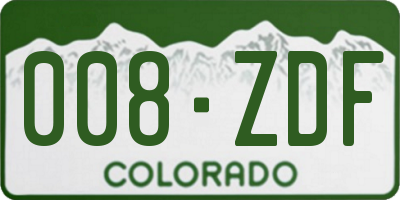 CO license plate 008ZDF