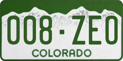 CO license plate 008ZEO