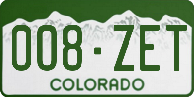 CO license plate 008ZET