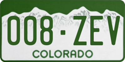 CO license plate 008ZEV