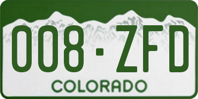 CO license plate 008ZFD