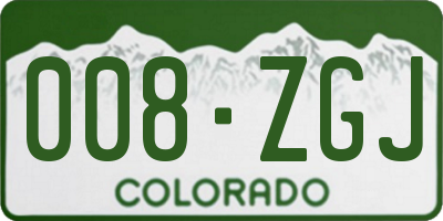 CO license plate 008ZGJ