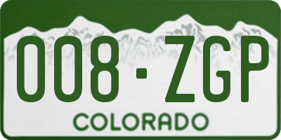 CO license plate 008ZGP