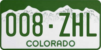 CO license plate 008ZHL