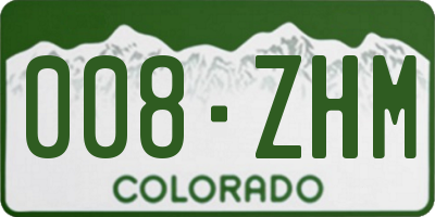 CO license plate 008ZHM
