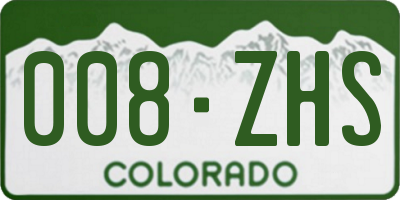 CO license plate 008ZHS