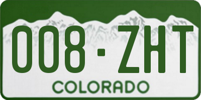 CO license plate 008ZHT