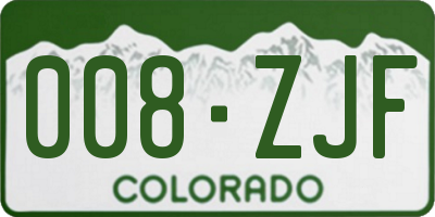CO license plate 008ZJF