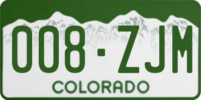 CO license plate 008ZJM