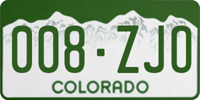 CO license plate 008ZJO