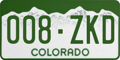 CO license plate 008ZKD