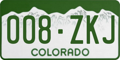 CO license plate 008ZKJ