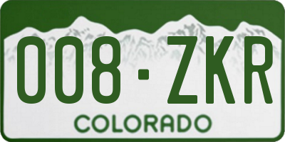 CO license plate 008ZKR