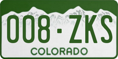 CO license plate 008ZKS