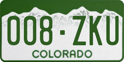 CO license plate 008ZKU