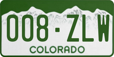 CO license plate 008ZLW
