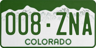 CO license plate 008ZNA