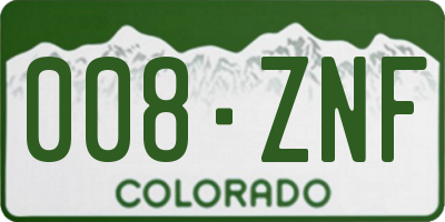 CO license plate 008ZNF