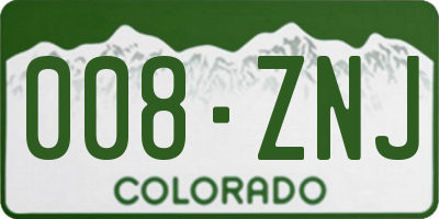 CO license plate 008ZNJ