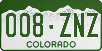 CO license plate 008ZNZ
