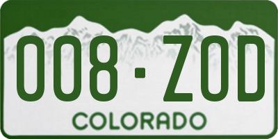 CO license plate 008ZOD