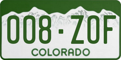 CO license plate 008ZOF