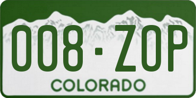 CO license plate 008ZOP