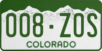 CO license plate 008ZOS