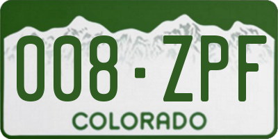 CO license plate 008ZPF