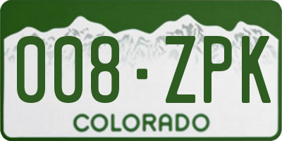 CO license plate 008ZPK