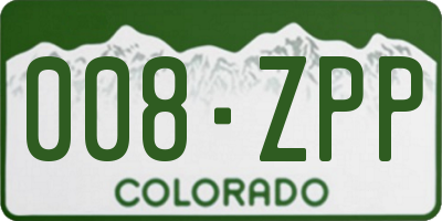 CO license plate 008ZPP