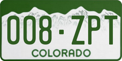 CO license plate 008ZPT