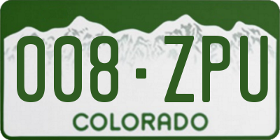 CO license plate 008ZPU