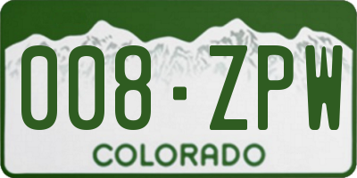CO license plate 008ZPW