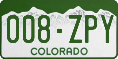 CO license plate 008ZPY