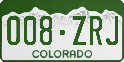CO license plate 008ZRJ