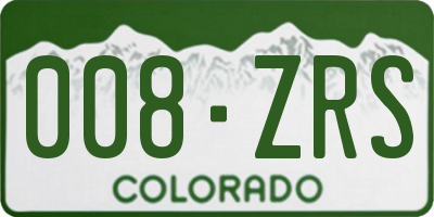 CO license plate 008ZRS