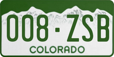 CO license plate 008ZSB