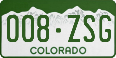 CO license plate 008ZSG
