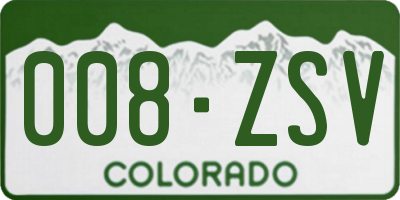 CO license plate 008ZSV