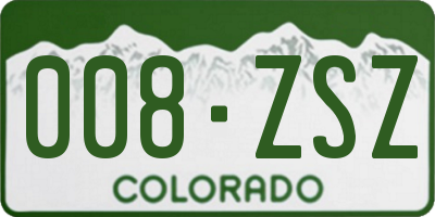 CO license plate 008ZSZ